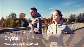  Presentation with sport - Slide deck consisting of wram up - fitness sport people and jogging background and a coral colored foreground