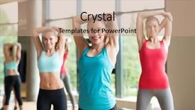  Presentation with group training - Amazing PPT layouts having wram up - fitness sport training gym backdrop and a coral colored foreground