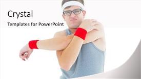 Presentation with sportswear - Beautiful presentation featuring self improvement - geeky hipster posing in sportswear backdrop and a white colored foreground