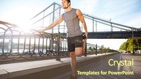  Presentation with sports - Beautiful theme featuring wram up - handsome young sports man doing backdrop and a violet colored foreground