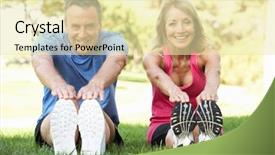  Presentation with active seniors senior couple - Amazing presentation theme having excercise - senior couple exercising in park backdrop and a blonde colored foreground