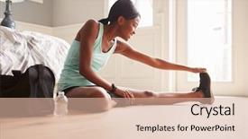  Presentation with black woman - Cool new presentation theme with wram up - young black woman sitting backdrop and a coral colored foreground