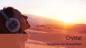  Presentation with winter sports - Presentation theme with warm winter earmuff red sun background and a red colored foreground