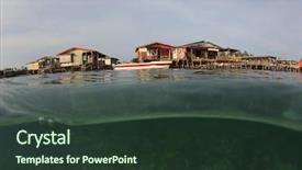  Presentation with global warming - PPT theme with warming and rising sea level background and a tawny brown colored foreground