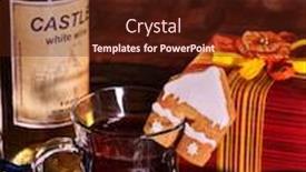  Presentation with bottle red wine - Presentation theme enhanced with warming-drink-with-bottle background and a tawny brown colored foreground