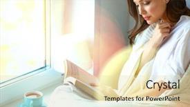  Presentation with tea coffee - Presentation theme consisting of home sitting near window background and a lemonade colored foreground