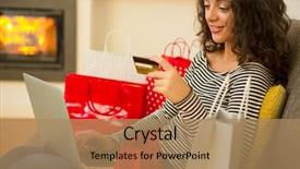  Presentation with earn money for shopping online - Beautiful presentation design featuring warmth of the fireplace shopping backdrop and a coral colored foreground