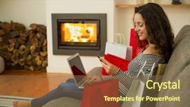  Presentation with online shopping - Amazing slide deck having warmth of the fireplace shopping backdrop and a tawny brown colored foreground