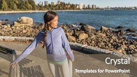  Presentation with vancouver city - Amazing presentation theme having warmups - active lifestyle asian woman stretching backdrop and a coral colored foreground