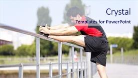  Presentation with stretching - Amazing slide deck having warmups - athlete at the city park backdrop and a  colored foreground