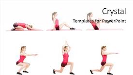  Presentation with physical exercises - Presentation theme enhanced with warmups - fit healthy and sporty woman background and a white colored foreground