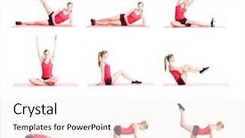  Presentation with physical exercises - Theme having warmups - fit healthy and sporty woman background and a sky blue colored foreground