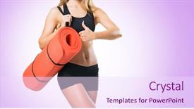  Presentation with health woman running female runner - Cool new PPT layouts with warmups - fit healthy and sporty woman backdrop and a  colored foreground