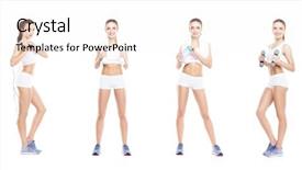  Presentation with slim body - Slides having warmups - slim and slender girl background and a sky blue colored foreground