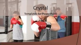  Presentation with boxers - Slide deck having warmups - young boxers warming up background and a mint green colored foreground