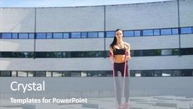  Presentation with healthy lifestyle - Amazing presentation theme having warmups - young fit and sporty girl backdrop and a gray colored foreground