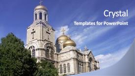  Presentation with byzantine - Beautiful presentation theme featuring warna - assumption cathedral of modern byzantine backdrop and a ocean colored foreground