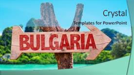  Presentation with beach - Amazing PPT theme having warna - bulgaria wooden sign with beach backdrop and a arctic colored foreground