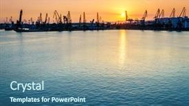  Presentation with commercial - Slide set having warna - commercial port of the city background and a ocean colored foreground