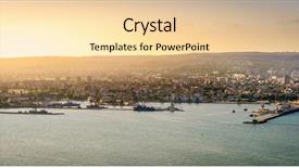  Presentation with sea port - Theme enhanced with warna - view of black sea coastline background and a blonde colored foreground