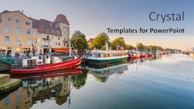  Presentation with cityscape - Presentation theme consisting of warnemunde-germany-cityscape-on-alte background and a light blue colored foreground