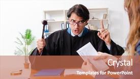  Presentation with lawyer - Presentation design featuring warning proceed caution - young woman visiting male lawyer background and a coral colored foreground