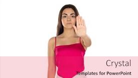  Presentation with teenage girl - Slide deck enhanced with warning-prohibition-and-people-concept background and a  colored foreground