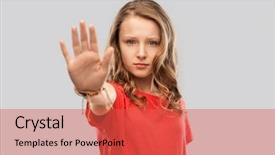  Presentation with red grey - Beautiful slide set featuring warning prohibition and people concept backdrop and a red colored foreground