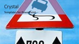  Presentation with risk - Theme featuring warning-risk-of-skidding background and a light blue colored foreground