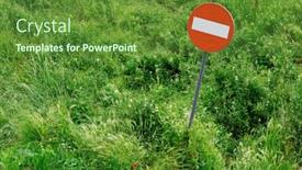  Presentation with road - Theme having warning-road-sign-on-green background and a  colored foreground