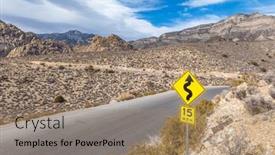  Presentation with las vegas sign - Presentation design consisting of warning-sign-along-the-winding background and a coral colored foreground
