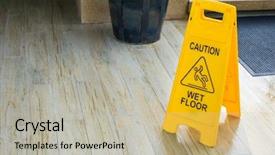  Presentation with swimming pool - Amazing slide deck having warning sign at swimming pool backdrop and a  colored foreground