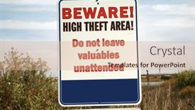  Presentation with caution - Slide set having warning-sign-beware-high-theft and a coral colored foreground