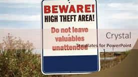  Presentation with caution - Presentation design consisting of warning-sign-beware-high-theft and a  colored foreground