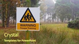  Presentation with blue aged wood sign - Amazing slides having warning sign in wooded training backdrop and a  colored foreground