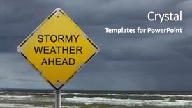  Presentation with weather warning - Beautiful slide deck featuring warning sign of bad weather backdrop and a gray colored foreground