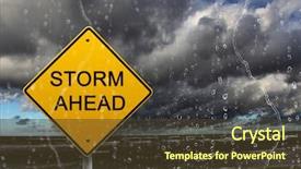  Presentation with weather warning - Colorful slide set enhanced with warning sign of bad weather backdrop and a tawny brown colored foreground