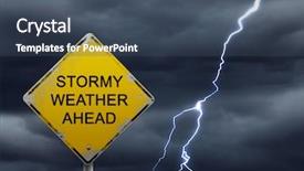  Presentation with weather warning - Presentation with warning sign of bad weather background and a ocean colored foreground