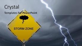  Presentation with weather warning - Audience pleasing theme consisting of warning sign of bad weather backdrop and a light blue colored foreground