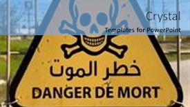  Presentation with moroccan - Presentation theme with warning-sign-text-in-french background and a light blue colored foreground