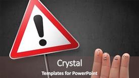  Presentation with college education happy smiling - Audience pleasing presentation consisting of warning sign with exclamation mark backdrop and a violet colored foreground