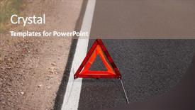  Presentation with triangle - Colorful PPT theme enhanced with warning triangle on a road backdrop and a coral colored foreground