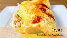  Presentation with rice terraces in tegallalang - Beautiful presentation theme featuring warped - japanese cuisine - omelet rice backdrop and a yellow colored foreground