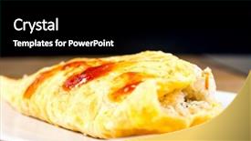  Presentation with rice - Audience pleasing PPT theme consisting of warped - japanese cuisine - omelet rice backdrop and a  colored foreground