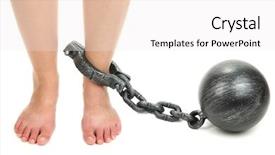 Presentation with iron - PPT theme having warped - legs in heavy iron shackles background and a white colored foreground