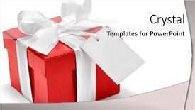  Presentation with red bow - Cool new PPT theme with warped - red gift box with white backdrop and a white colored foreground