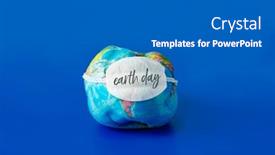  Presentation with earth day - PPT theme consisting of warped-soft-earth-globe-wearing background and a gray colored foreground