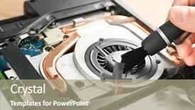  Presentation with brush - Beautiful theme featuring warranty card - man cleaning laptop cooler backdrop and a mint green colored foreground