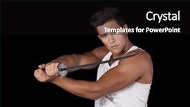  Presentation with ninja - PPT theme consisting of warrior holding a ninja sword background and a black colored foreground