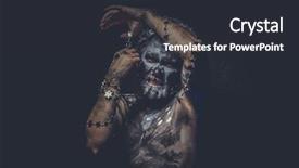  Presentation with tribal - PPT theme consisting of warrior naked wild man with tribal paint background and a dark gray colored foreground